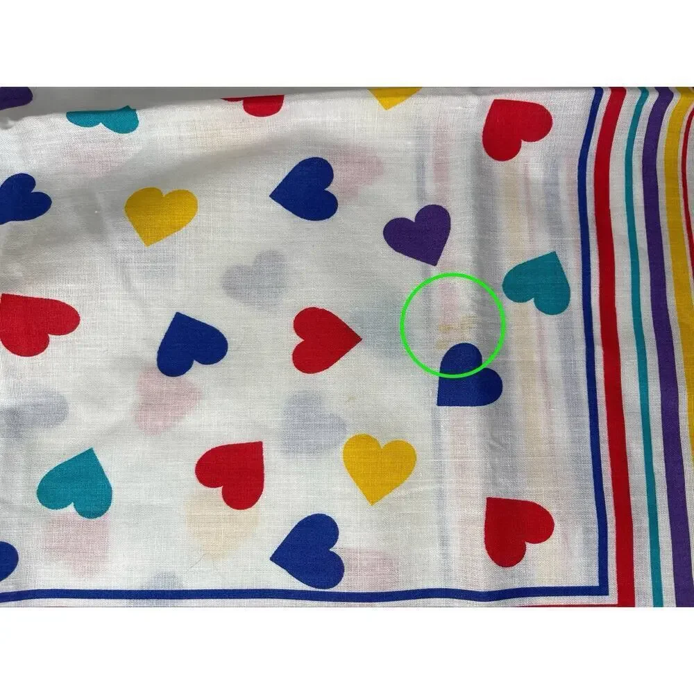 Vintage 14193 Bright Hearts Stripes Multicolor Scarf Bandana USA Made Set Of 2